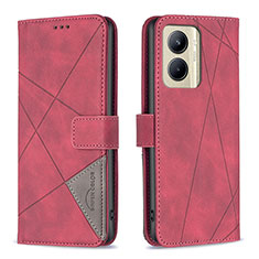 Funda de Cuero Cartera con Soporte Carcasa B08F para Realme C33 (2023) Rojo