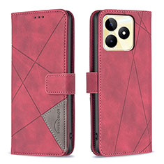 Funda de Cuero Cartera con Soporte Carcasa B08F para Realme C51 Rojo