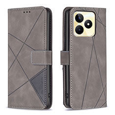 Funda de Cuero Cartera con Soporte Carcasa B08F para Realme C53 Gris