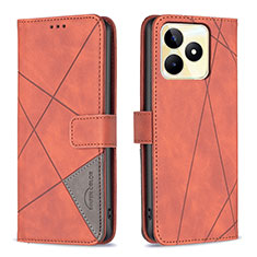 Funda de Cuero Cartera con Soporte Carcasa B08F para Realme C53 India Naranja