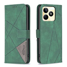 Funda de Cuero Cartera con Soporte Carcasa B08F para Realme C53 India Verde