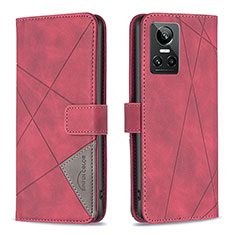 Funda de Cuero Cartera con Soporte Carcasa B08F para Realme GT Neo3 5G Rojo