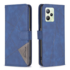 Funda de Cuero Cartera con Soporte Carcasa B08F para Realme Narzo 50A Prime Azul