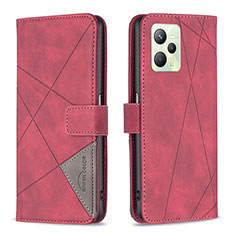 Funda de Cuero Cartera con Soporte Carcasa B08F para Realme Narzo 50A Prime Rojo