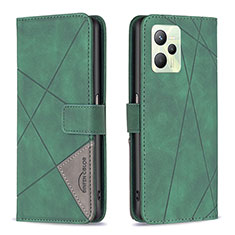 Funda de Cuero Cartera con Soporte Carcasa B08F para Realme Narzo 50A Prime Verde