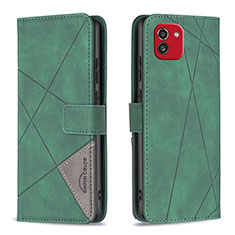 Funda de Cuero Cartera con Soporte Carcasa B08F para Samsung Galaxy A03 Verde