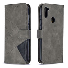 Funda de Cuero Cartera con Soporte Carcasa B08F para Samsung Galaxy A11 Gris