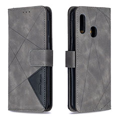 Funda de Cuero Cartera con Soporte Carcasa B08F para Samsung Galaxy A20e Gris