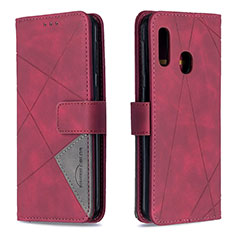 Funda de Cuero Cartera con Soporte Carcasa B08F para Samsung Galaxy A20e Rojo