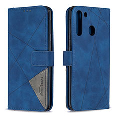 Funda de Cuero Cartera con Soporte Carcasa B08F para Samsung Galaxy A21 Azul