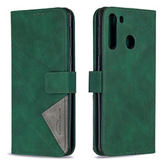 Funda de Cuero Cartera con Soporte Carcasa B08F para Samsung Galaxy A21 Verde