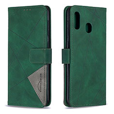 Funda de Cuero Cartera con Soporte Carcasa B08F para Samsung Galaxy A30 Verde