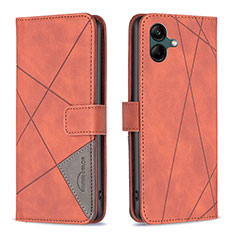 Funda de Cuero Cartera con Soporte Carcasa B08F para Samsung Galaxy F04 Naranja