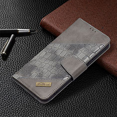 Funda de Cuero Cartera con Soporte Carcasa B08F para Samsung Galaxy S21 FE 5G Gris