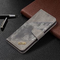 Funda de Cuero Cartera con Soporte Carcasa B08F para Samsung Galaxy S21 Ultra 5G Gris