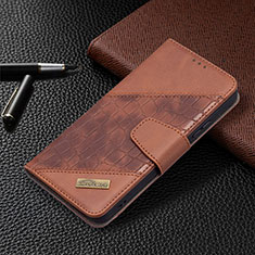 Funda de Cuero Cartera con Soporte Carcasa B08F para Samsung Galaxy S22 5G Marron