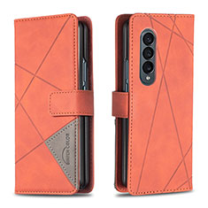 Funda de Cuero Cartera con Soporte Carcasa B08F para Samsung Galaxy Z Fold3 5G Naranja