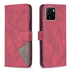 Funda de Cuero Cartera con Soporte Carcasa B08F para Vivo iQOO U5x Rojo