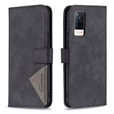 Funda de Cuero Cartera con Soporte Carcasa B08F para Vivo V21 5G Negro