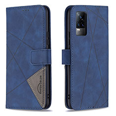 Funda de Cuero Cartera con Soporte Carcasa B08F para Vivo V21e 4G Azul