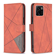 Funda de Cuero Cartera con Soporte Carcasa B08F para Vivo Y01A Naranja