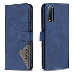 Funda de Cuero Cartera con Soporte Carcasa B08F para Vivo Y12A Azul