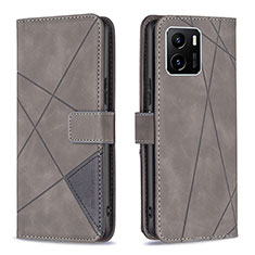 Funda de Cuero Cartera con Soporte Carcasa B08F para Vivo Y15A Gris