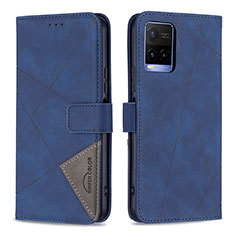 Funda de Cuero Cartera con Soporte Carcasa B08F para Vivo Y21 Azul