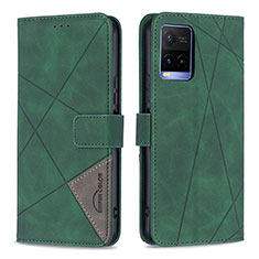 Funda de Cuero Cartera con Soporte Carcasa B08F para Vivo Y21G Verde