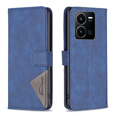 Funda de Cuero Cartera con Soporte Carcasa B08F para Vivo Y35 4G Azul