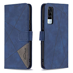 Funda de Cuero Cartera con Soporte Carcasa B08F para Vivo Y51 (2021) Azul