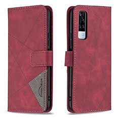 Funda de Cuero Cartera con Soporte Carcasa B08F para Vivo Y51 (2021) Rojo