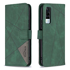 Funda de Cuero Cartera con Soporte Carcasa B08F para Vivo Y51A Verde