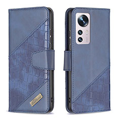 Funda de Cuero Cartera con Soporte Carcasa B08F para Xiaomi Mi 12X 5G Azul