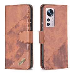 Funda de Cuero Cartera con Soporte Carcasa B08F para Xiaomi Mi 12X 5G Marron