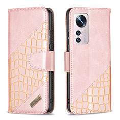 Funda de Cuero Cartera con Soporte Carcasa B08F para Xiaomi Mi 12X 5G Rosa