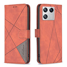 Funda de Cuero Cartera con Soporte Carcasa B08F para Xiaomi Mi 13 Pro 5G Naranja