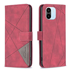 Funda de Cuero Cartera con Soporte Carcasa B08F para Xiaomi Poco C50 Rojo