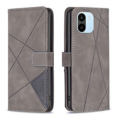 Funda de Cuero Cartera con Soporte Carcasa B08F para Xiaomi Poco C51 Gris