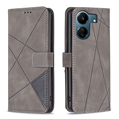 Funda de Cuero Cartera con Soporte Carcasa B08F para Xiaomi Poco C65 Gris