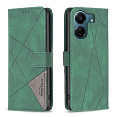 Funda de Cuero Cartera con Soporte Carcasa B08F para Xiaomi Poco C65 Verde