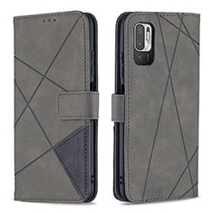 Funda de Cuero Cartera con Soporte Carcasa B08F para Xiaomi POCO M3 Pro 5G Gris