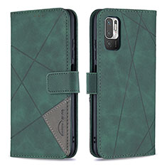 Funda de Cuero Cartera con Soporte Carcasa B08F para Xiaomi POCO M3 Pro 5G Verde