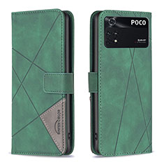 Funda de Cuero Cartera con Soporte Carcasa B08F para Xiaomi Poco M4 Pro 4G Verde