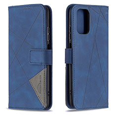 Funda de Cuero Cartera con Soporte Carcasa B08F para Xiaomi Poco M5S Azul