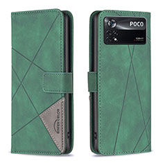 Funda de Cuero Cartera con Soporte Carcasa B08F para Xiaomi Poco X4 Pro 5G Verde