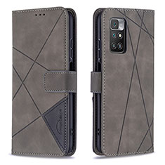 Funda de Cuero Cartera con Soporte Carcasa B08F para Xiaomi Redmi 10 (2022) Gris