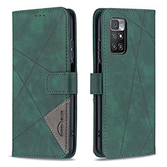 Funda de Cuero Cartera con Soporte Carcasa B08F para Xiaomi Redmi 10 (2022) Verde