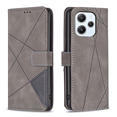 Funda de Cuero Cartera con Soporte Carcasa B08F para Xiaomi Redmi 12 4G Gris