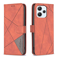 Funda de Cuero Cartera con Soporte Carcasa B08F para Xiaomi Redmi 12 4G Naranja